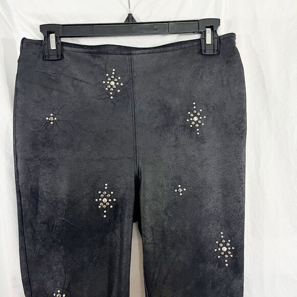 Free People Star Stud Skinny Pants Vegan Leather Black Pull On Boho - Size 25 - Picture 3 of 8